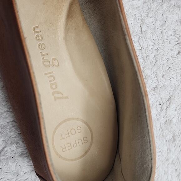 PAUL GREEN NEWCASTLE TAN LEATHER GOLD CHAIN LINK LOAFERS LADIES SIZE 10 NWOB - Picture 7 of 16